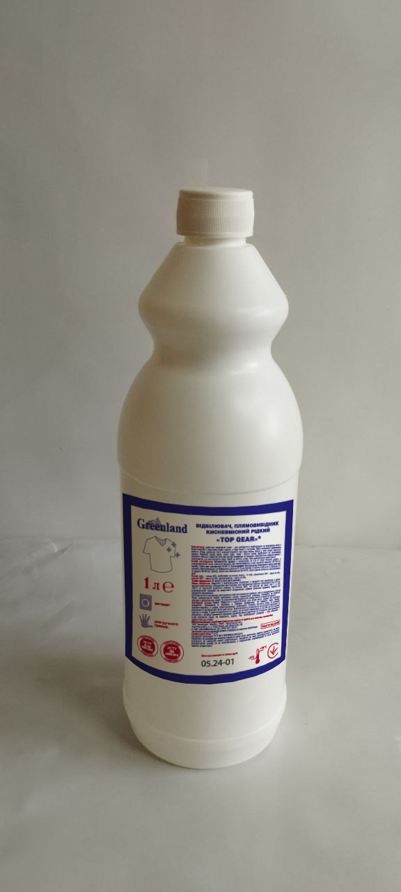 Відбілювач, плямовивідник кисневмісний рідкий рідкий «Тор Gear» (для білих тканин, 1 л)